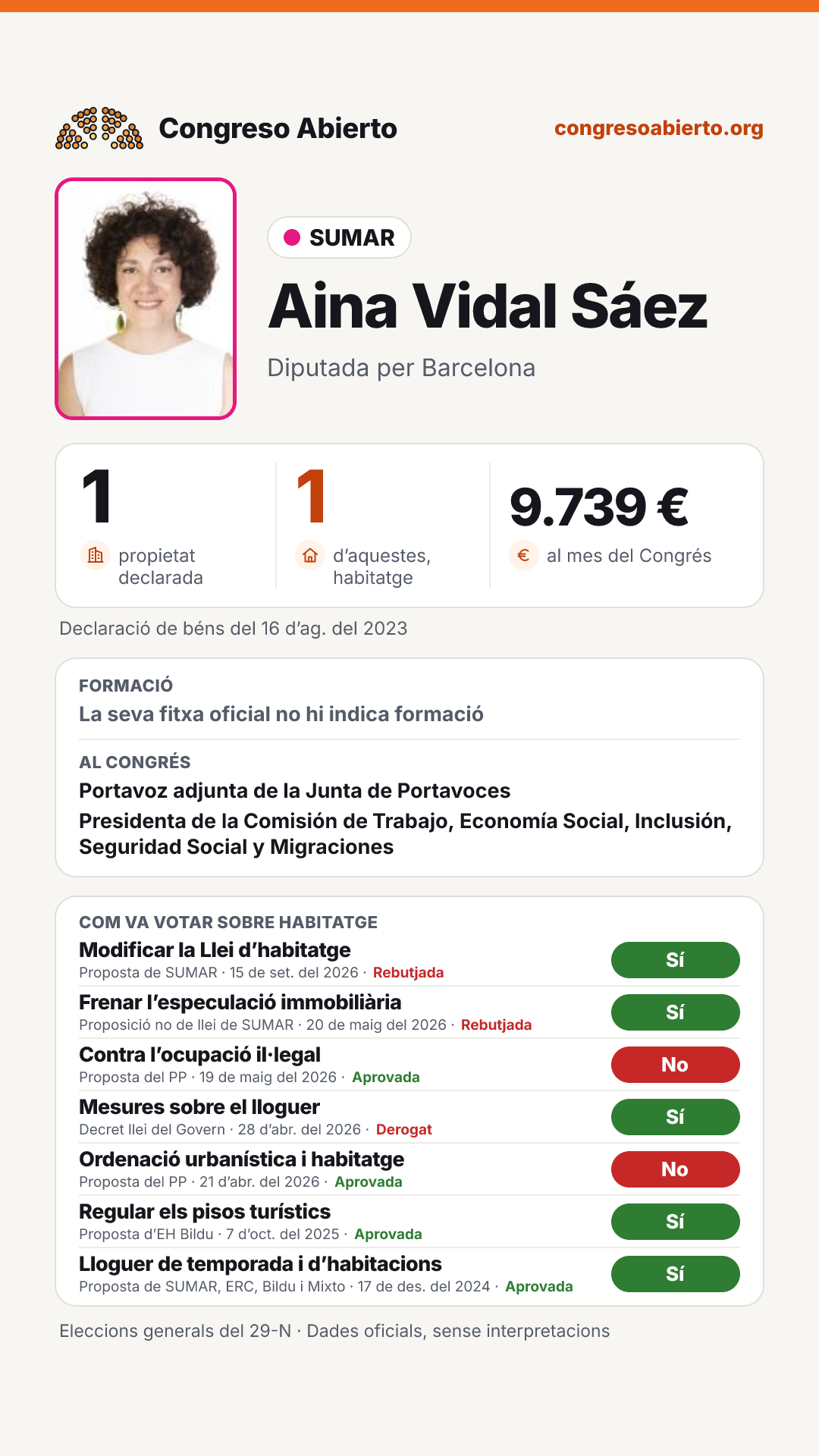 Targeta de Aina Vidal Sáez