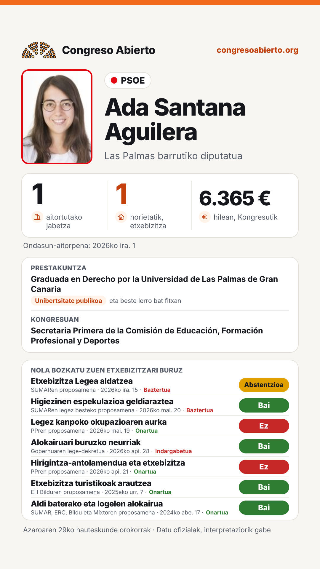 Txartela: Ada Santana Aguilera